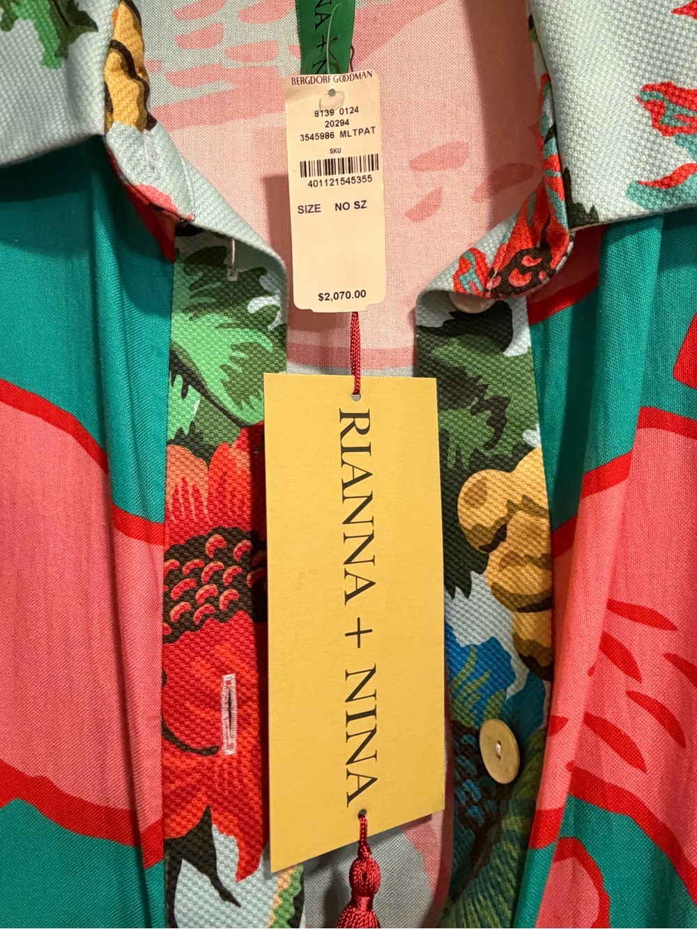 Rianna + Nina Teal & Coral Floral Button Dress